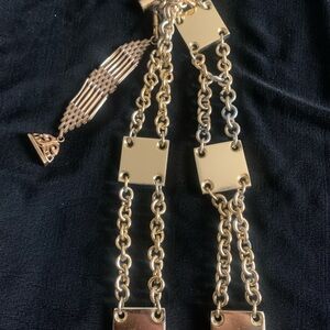 Golden squares and chains long necklace